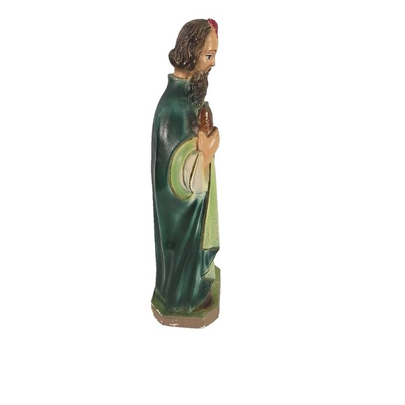 Vintage St Jude Statue 12in Chalkware Figurine Patron Saint Impossible Causes - Picture 8 of 12